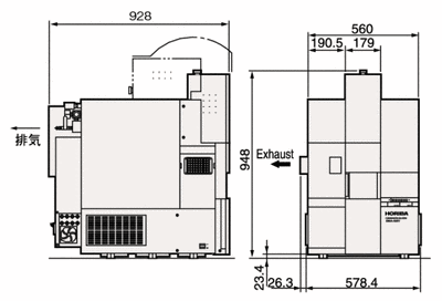 炭素?硫黃分析裝置 EMIA-920V2　外形寸法図（単位：mm）